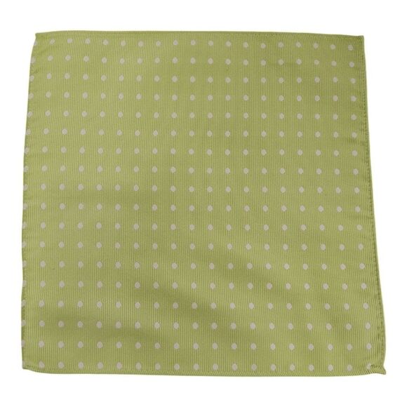 ALLURE MEN'S MULTI-DOT POCKET SQUARE LIME/ WHITE. - Picture 1 of 3